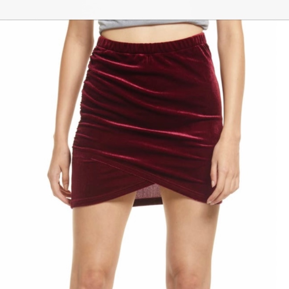 Lulus Red Velvet Skirt